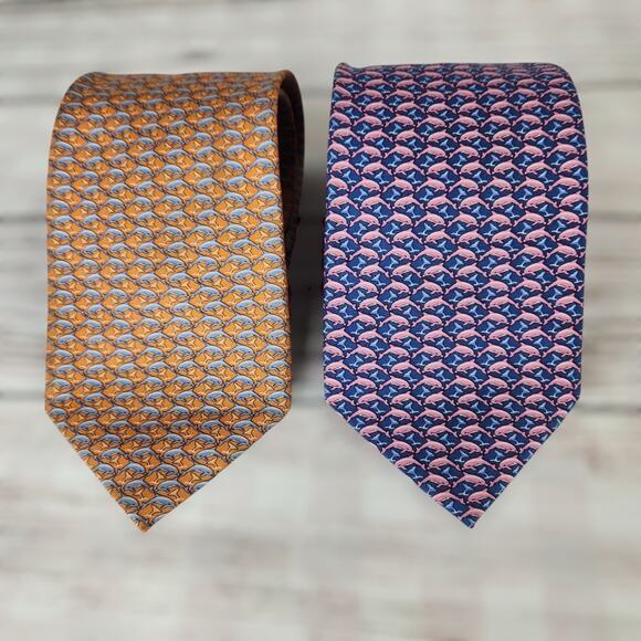 Jos. A. Banks Dolphin Ties Lot of (2) Executive Collection 100% Imported Silk - Picture 1 of 7